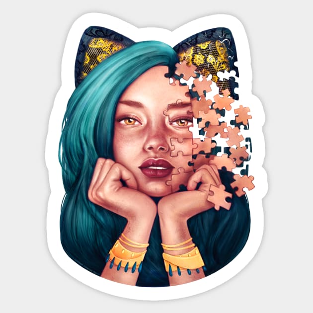 Puzzle Girl Sticker by Lyara Costa